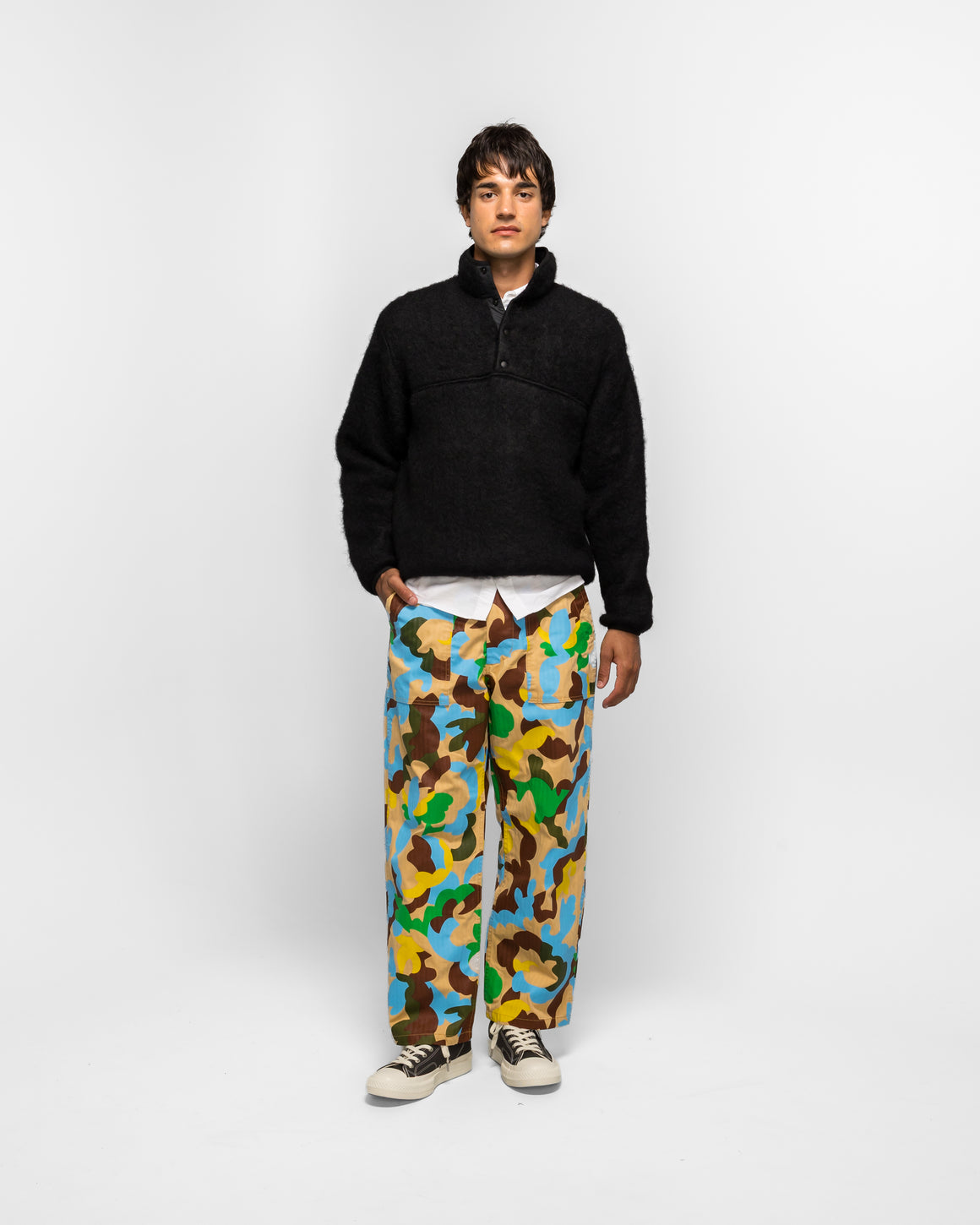Beams Plus - Mil Utility Easy Trousers Supima Herringbone Big Camo Print - Beige - UP THERE