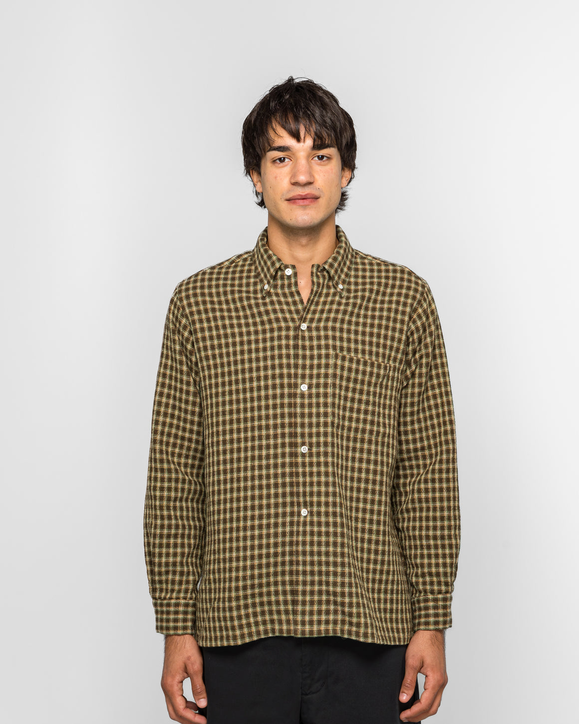 Beams Plus - Open B.D. Panama Plaid Double Face - Brown - UP THERE