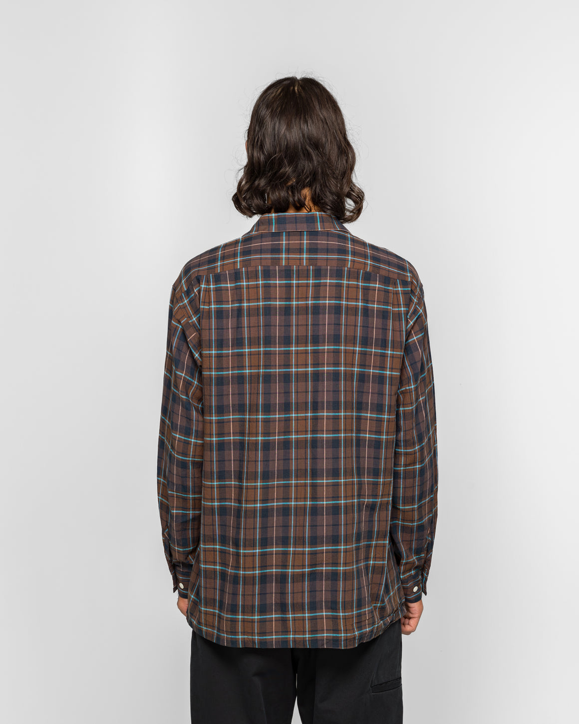 Beams Plus - Open Collar Madras - Brown - UP THERE