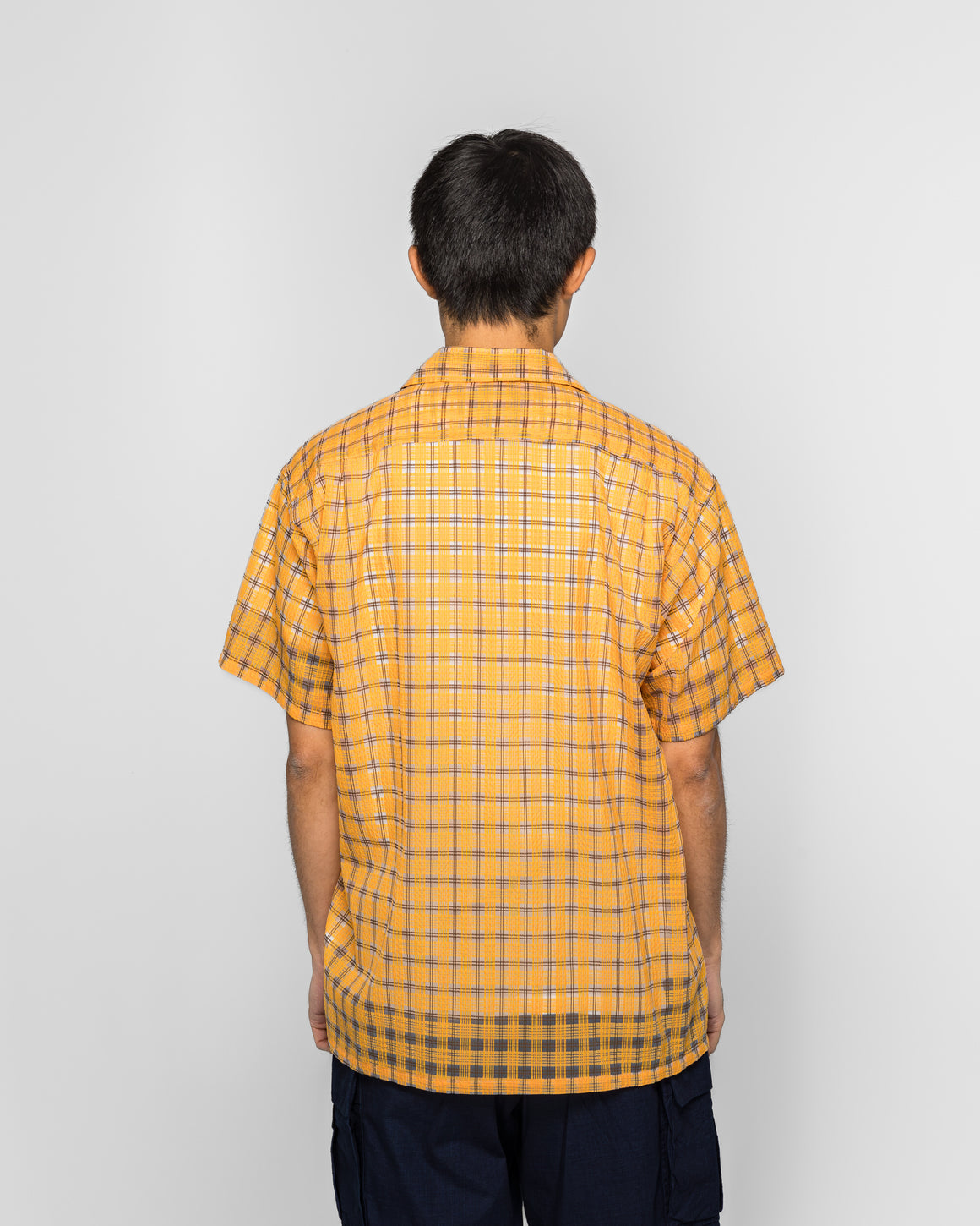 Beams Plus - Open Collar Nylon Airy Plaid - Orange - UP THERE