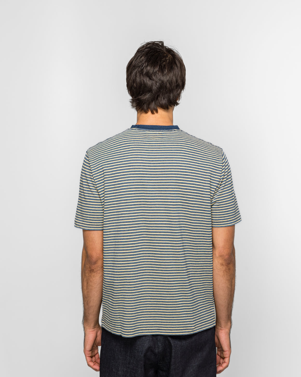Beams Plus - Pocket Tee Indigo Stripe - Yellow - UP THERE