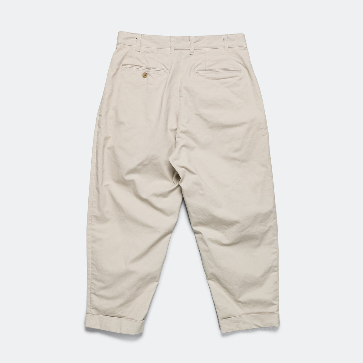 Beams Plus 2 Pleat Twill Pants - Cement | UP THERE