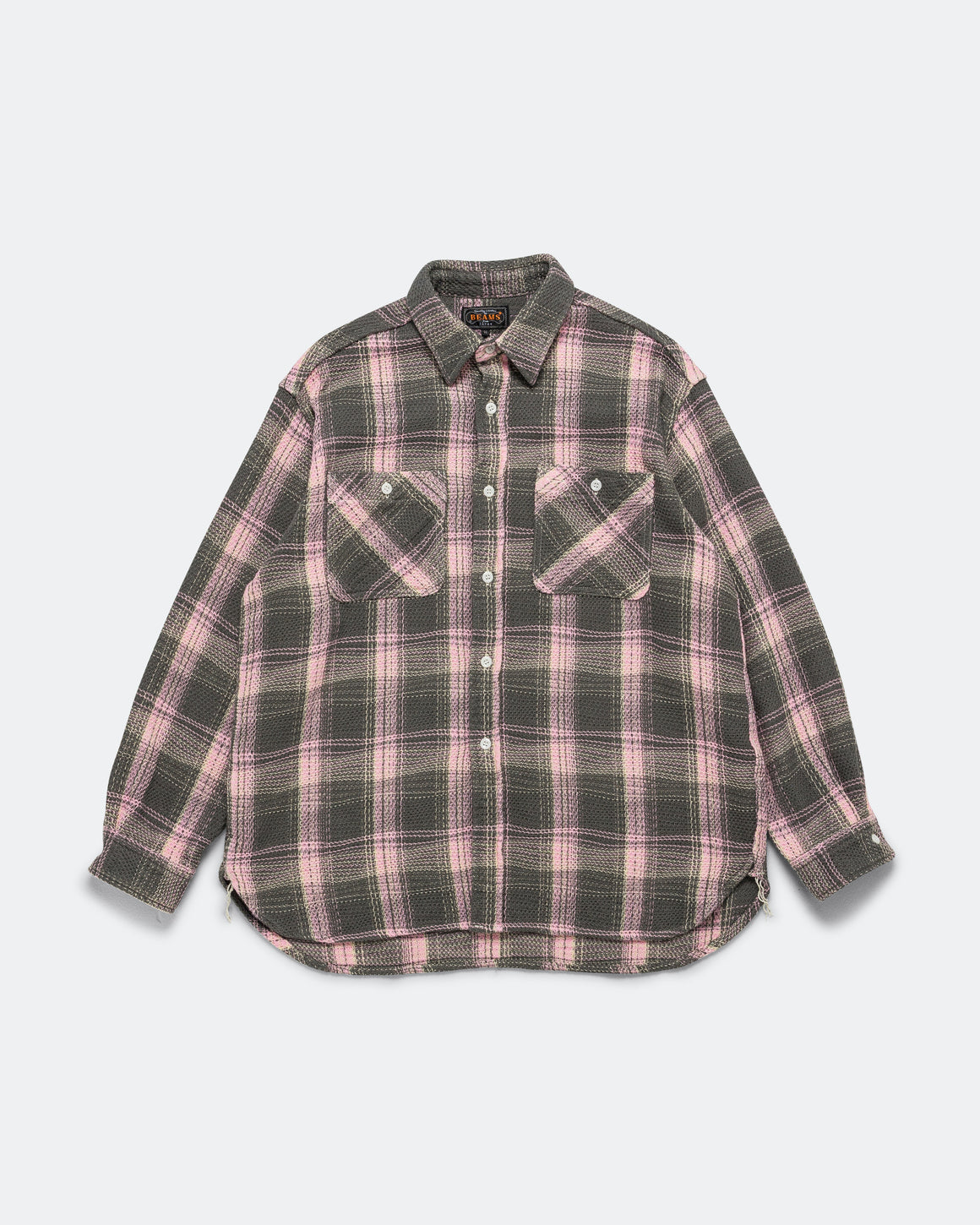 Beams Plus - WORK Waffle Plaid - Pink - UP THERE