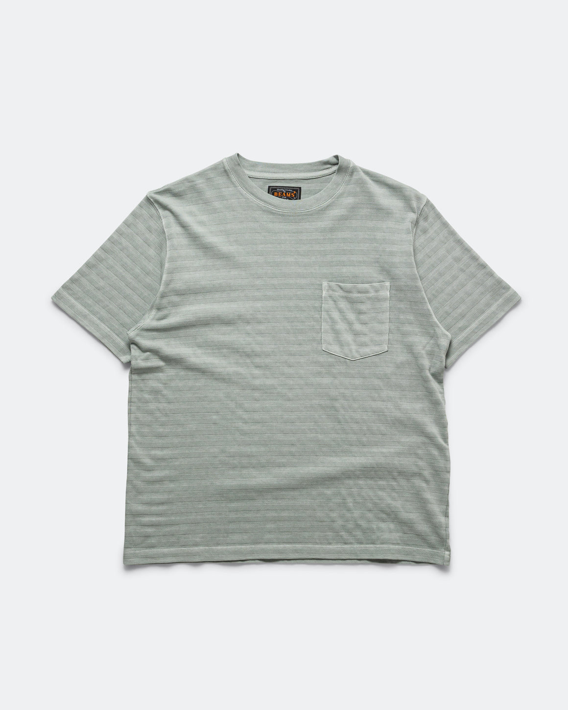 Beams Plus - Pocket Tee Pique - Light Grey Garment Dye - UP THERE