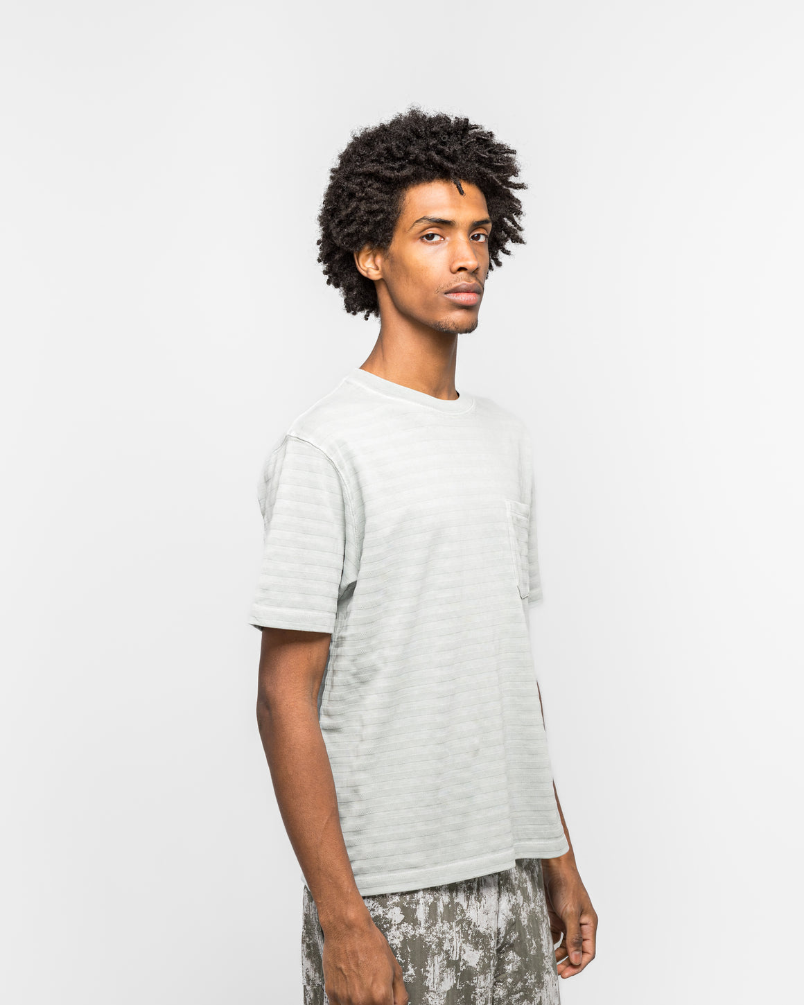 Beams Plus - Pocket Tee Pique - Light Grey Garment Dye - UP THERE