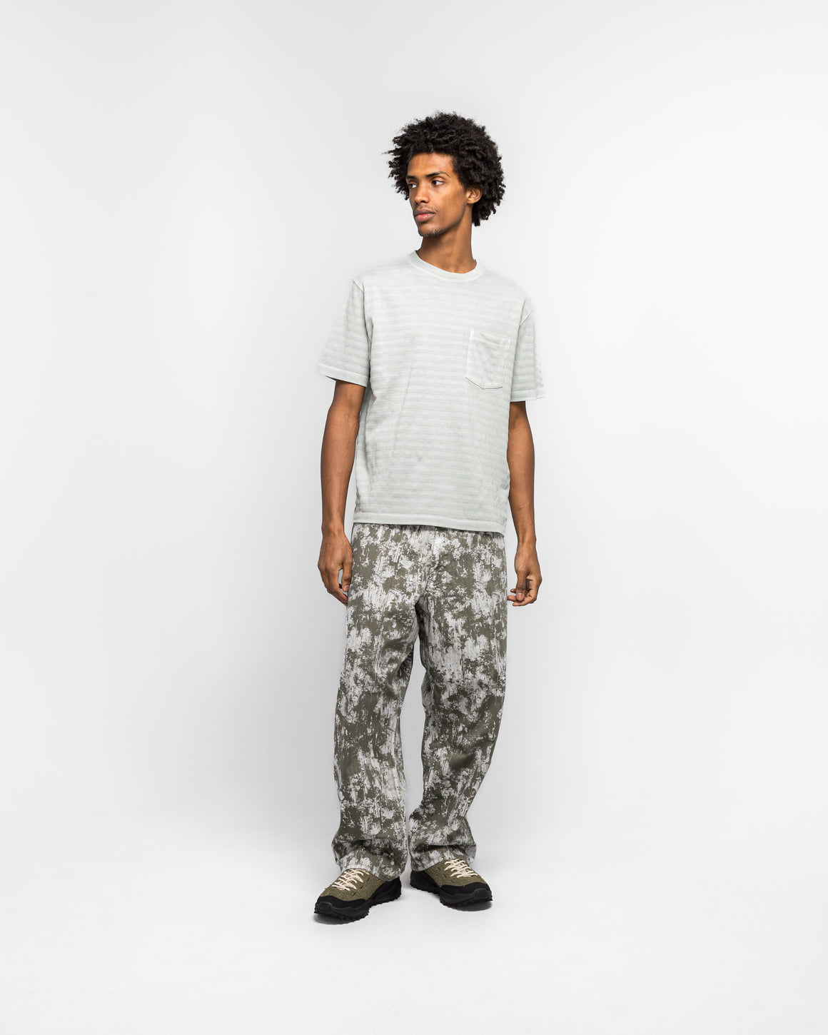 Beams Plus - Pocket Tee Pique - Light Grey Garment Dye - UP THERE