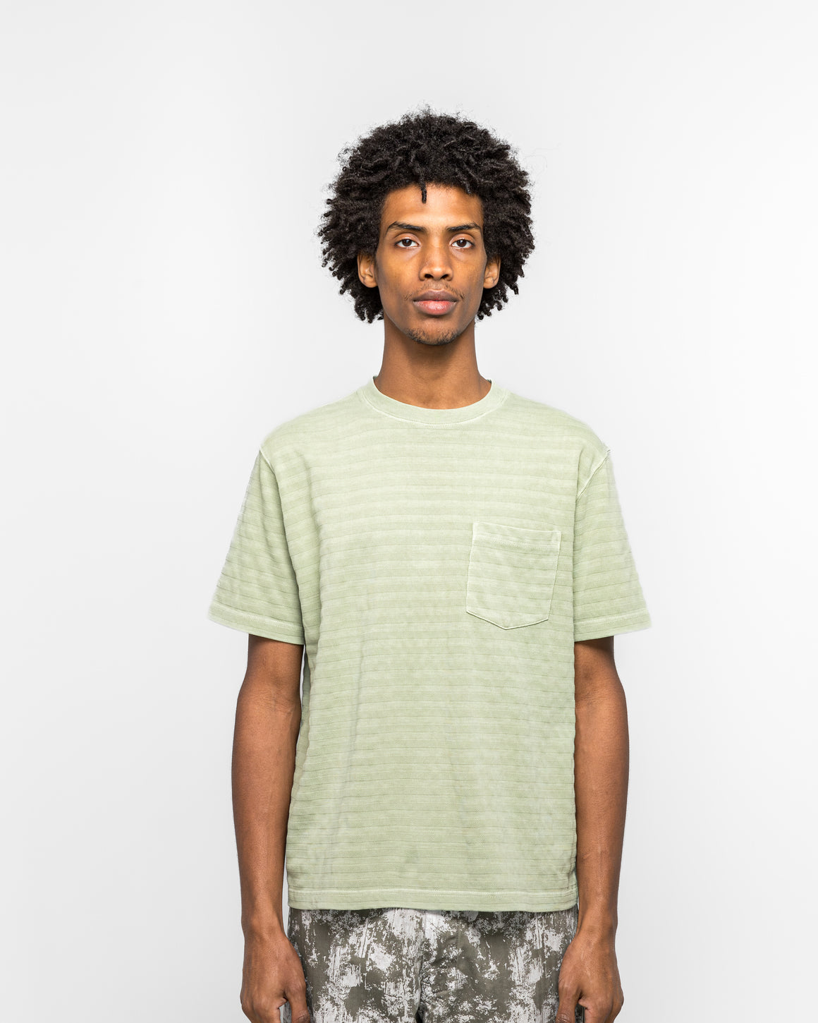 Beams Plus - Pocket Tee Pique - Mint Garment Dye - UP THERE