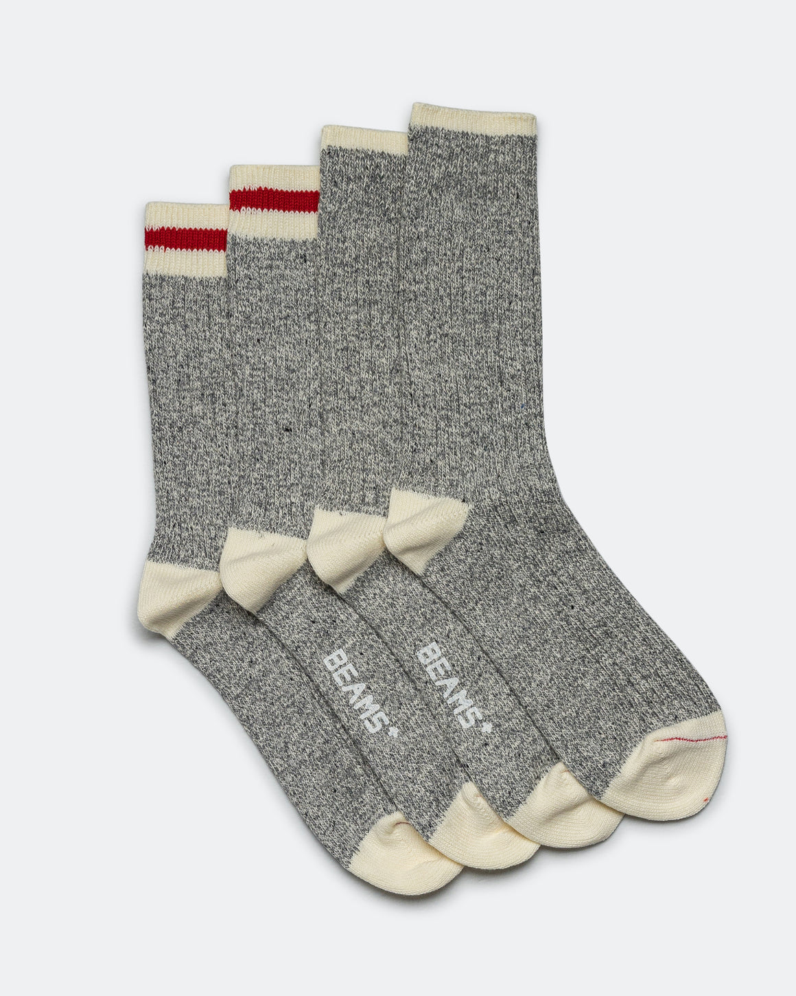Beams Plus - Rag Socks - Grey/Red - UP THERE