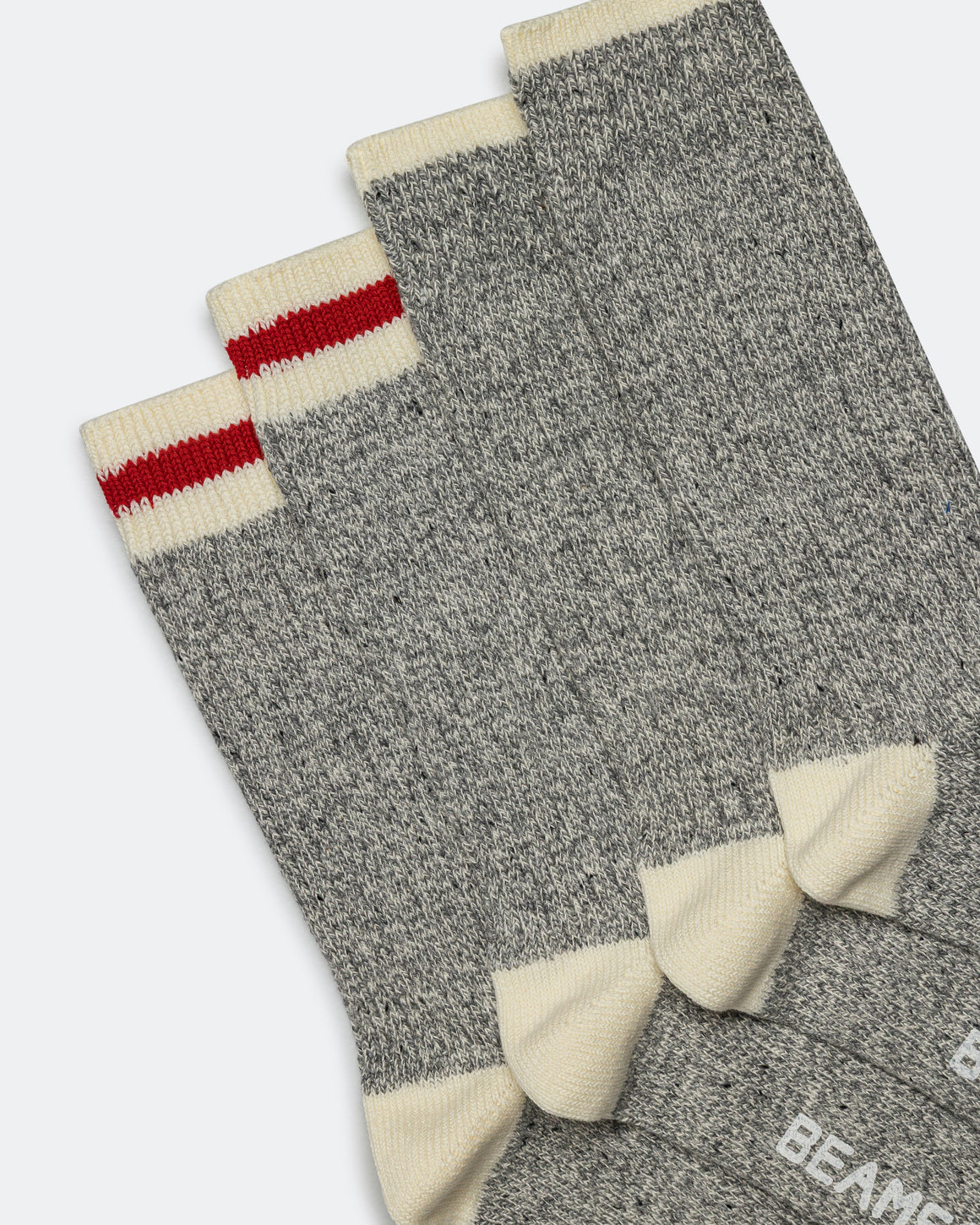 Beams Plus - Rag Socks - Grey/Red - UP THERE