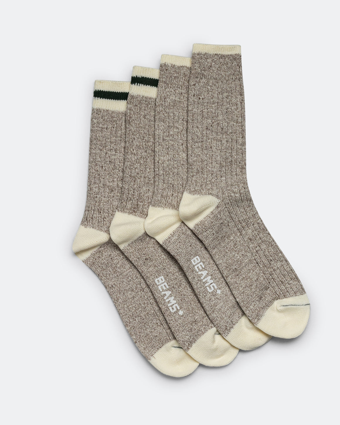 Beams Plus - Rag Socks - Oatmeal/Green - UP THERE