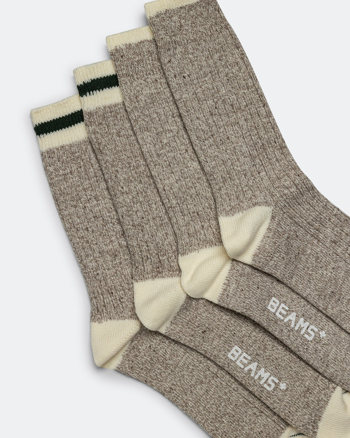 Beams Plus - Rag Socks - Oatmeal/Green - UP THERE