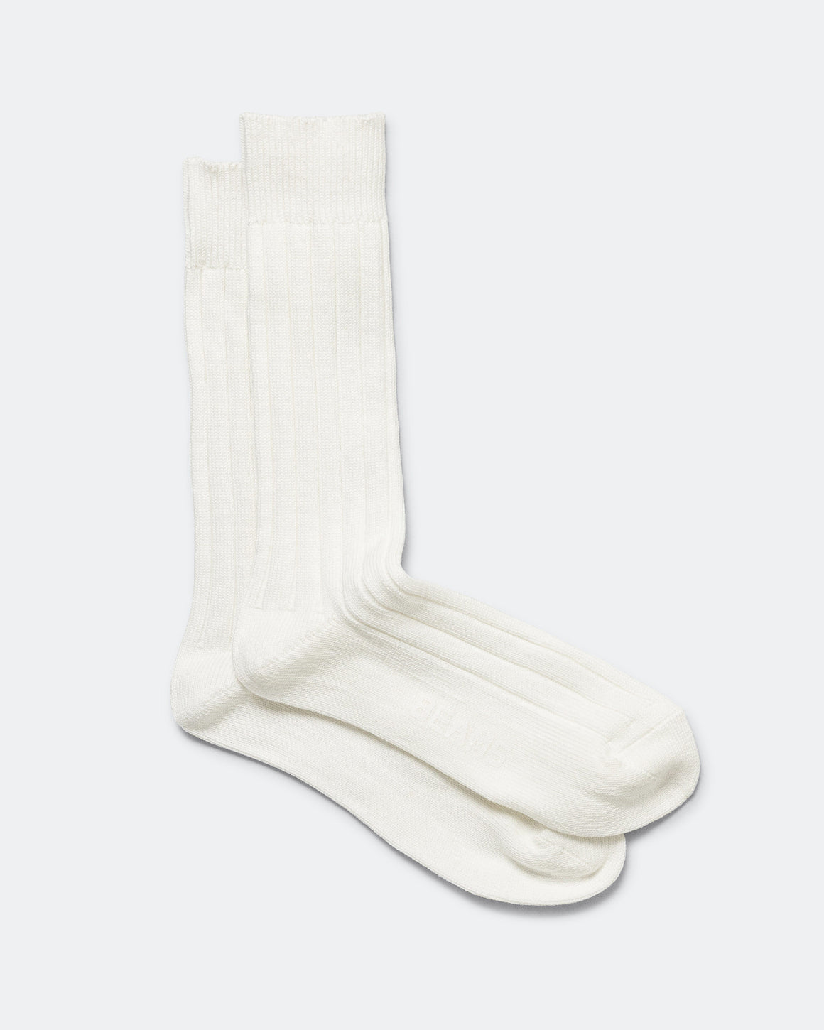 Beams Plus - Solid Ribs Socks - Off White - UP THERE