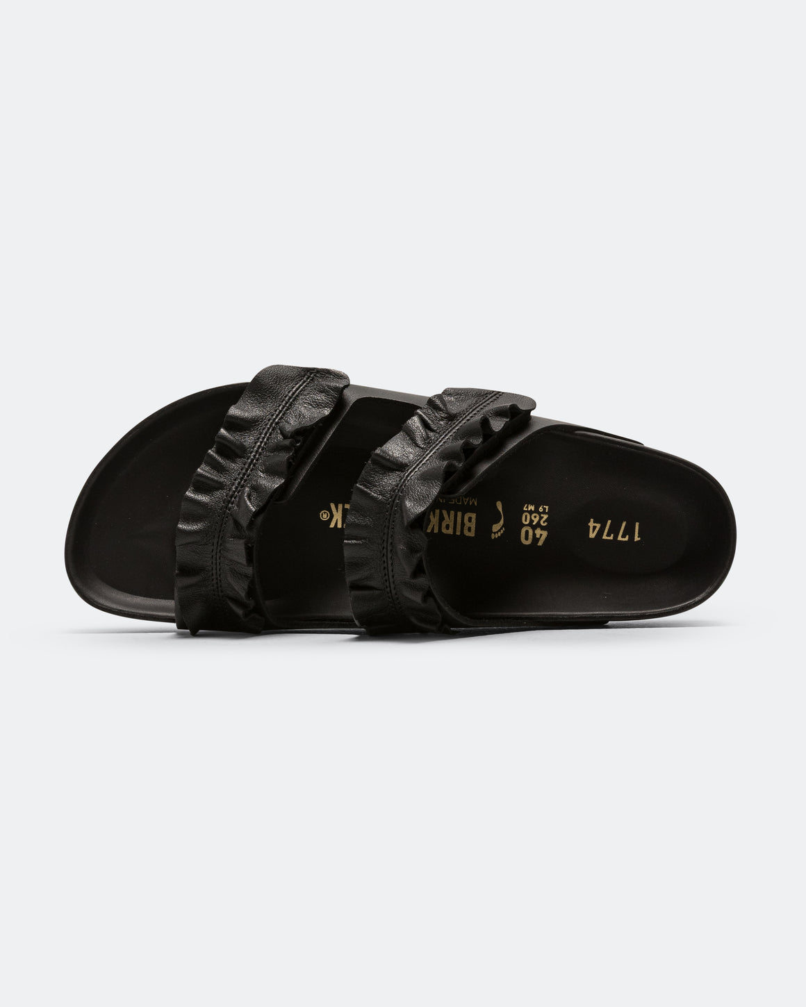 Birkenstock 1774 - Arizona Ruffles Smooth Leather EXQ - Black - UP THERE