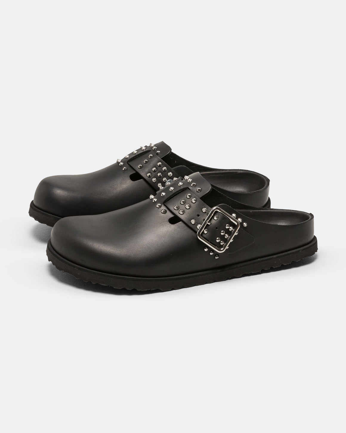 Birkenstock 1774 - Boston Smooth Leather Spikes EXQ Narrow - Black - UP THERE