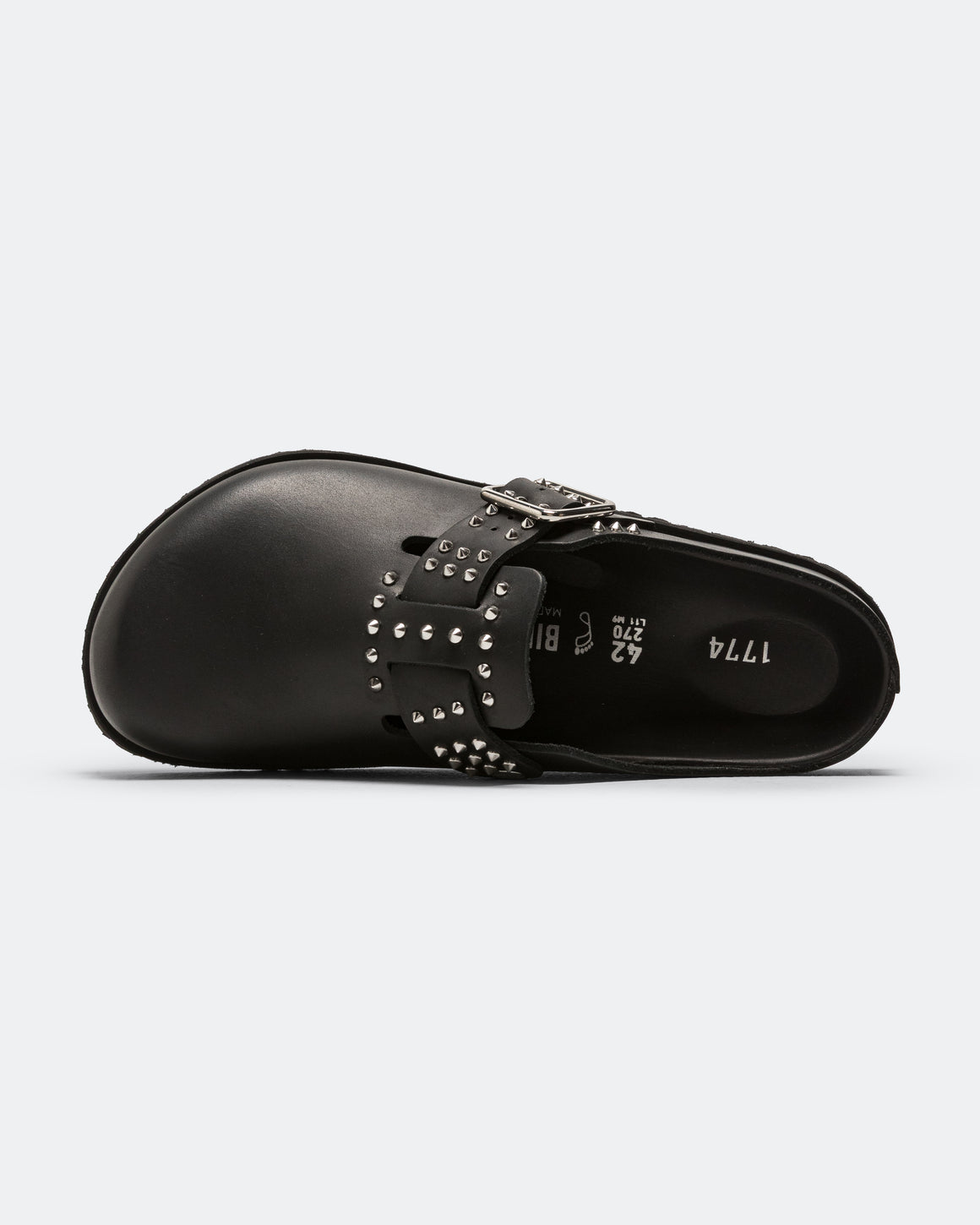 Birkenstock 1774 - Boston Smooth Leather Spikes EXQ Narrow - Black - UP THERE