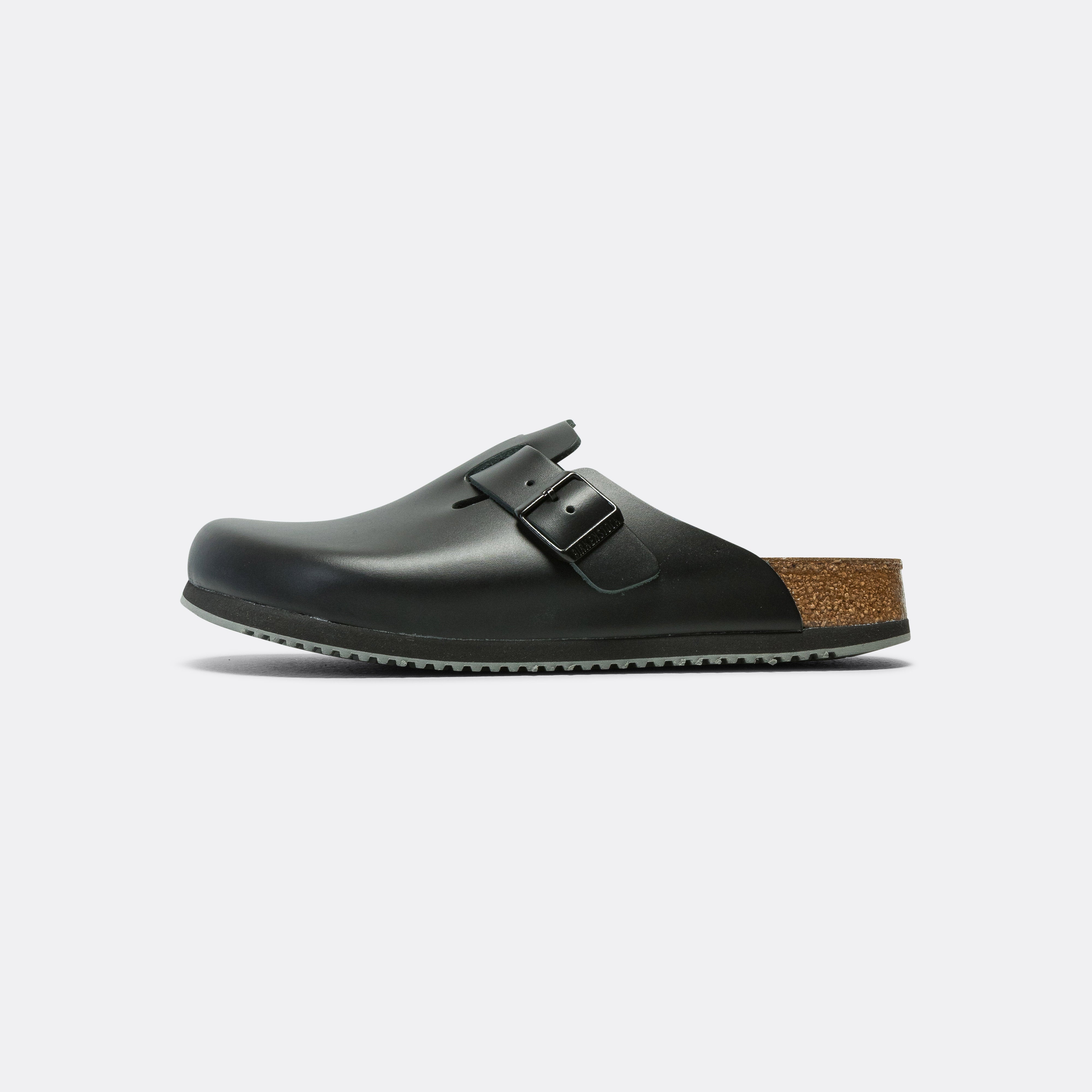 Birkenstock Boston Supergrip Black Smooth Leather UP THERE