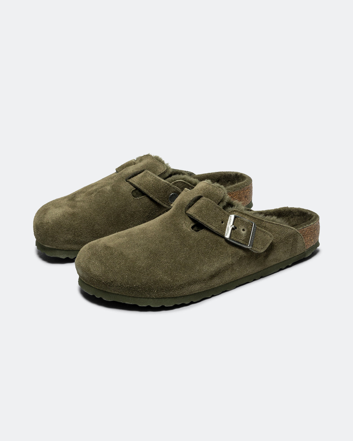 Birkenstock - Boston - Thyme Suede Leather/Shearling - UP THERE
