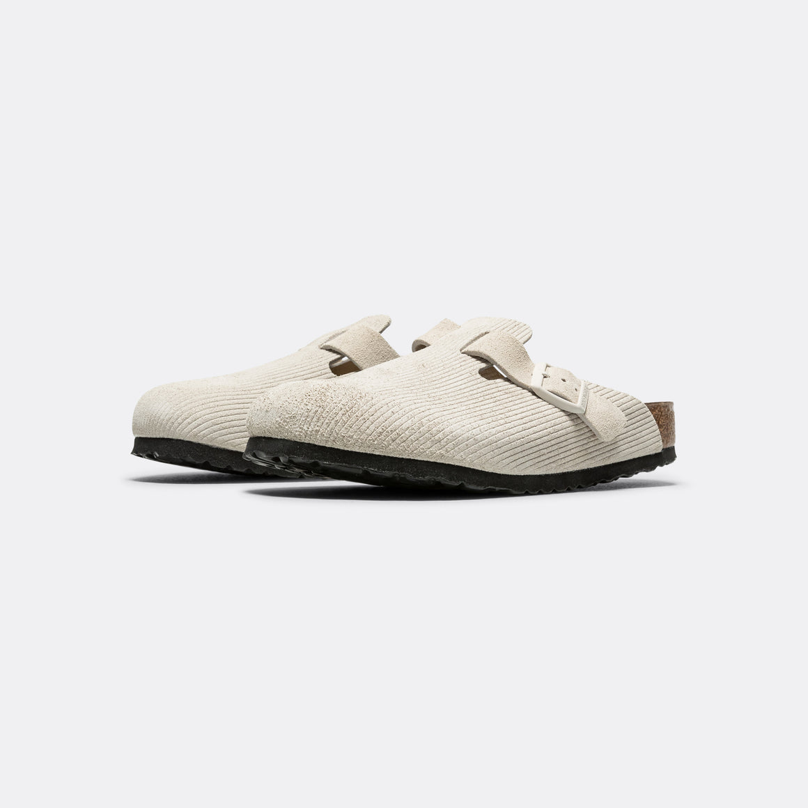 Birkenstock - Boston - Corduroy Embossed Antique White Suede - UP THERE