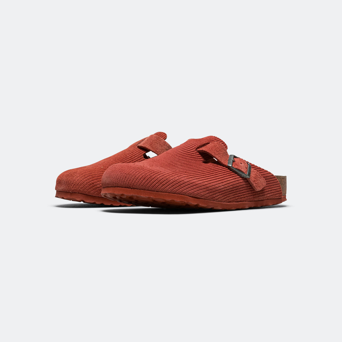 Birkenstock - Boston Corduroy - Sienna Red Embossed Suede Leather - UP THERE