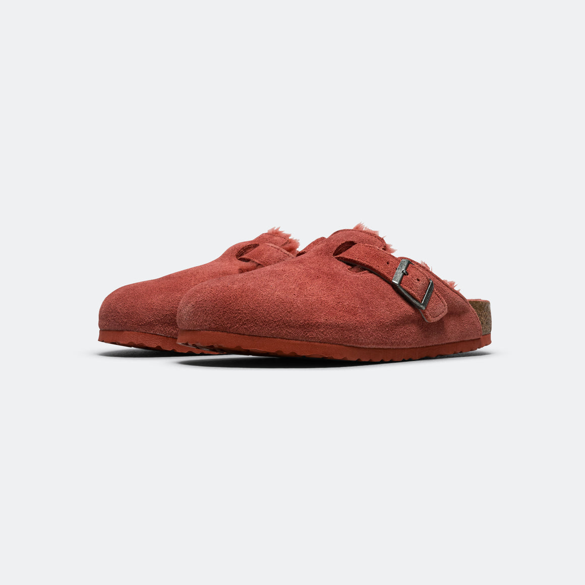 Birkenstock - Boston - Sienna Red Suede Leather/Shearling - UP THERE