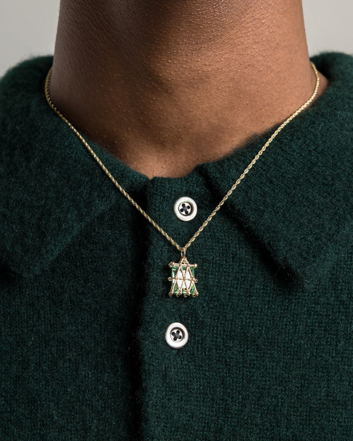 Bleue Burnham - Basket Pendant (Green) - 9K Gold - UP THERE