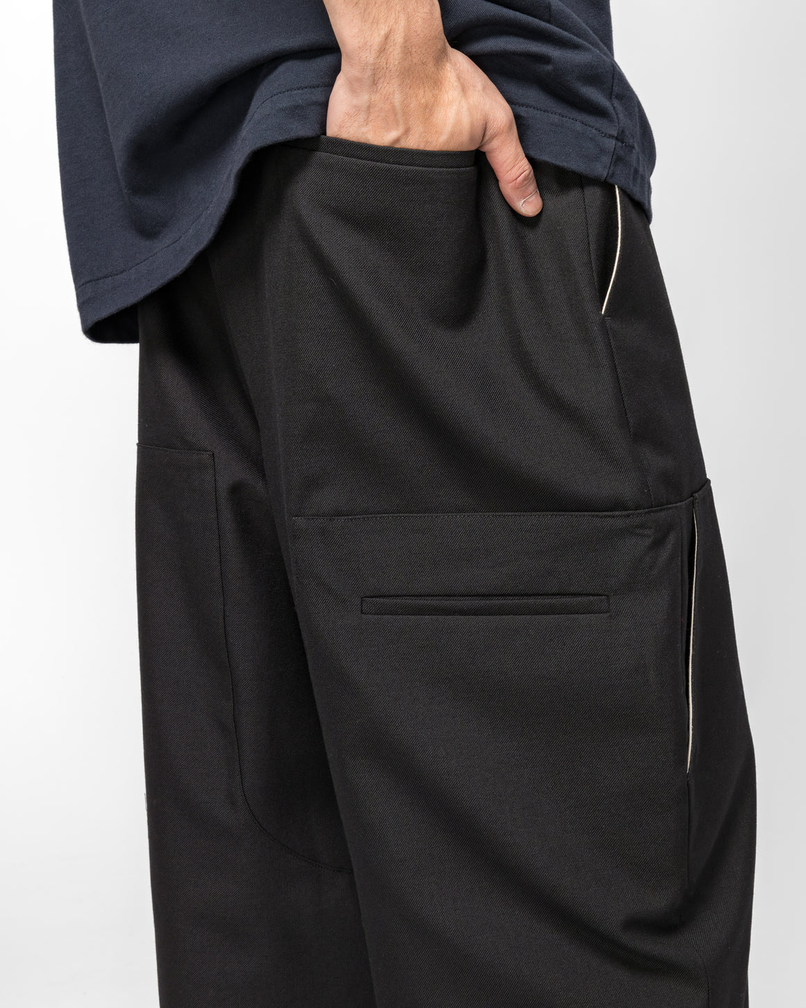 Camiel Fortgens - Double Pants - Black Poly/Wool Twill - UP THERE