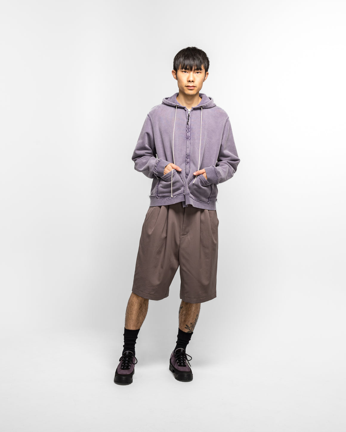 Camiel Fortgens - Fitted Zip Hoodie - Dark Purple - UP THERE