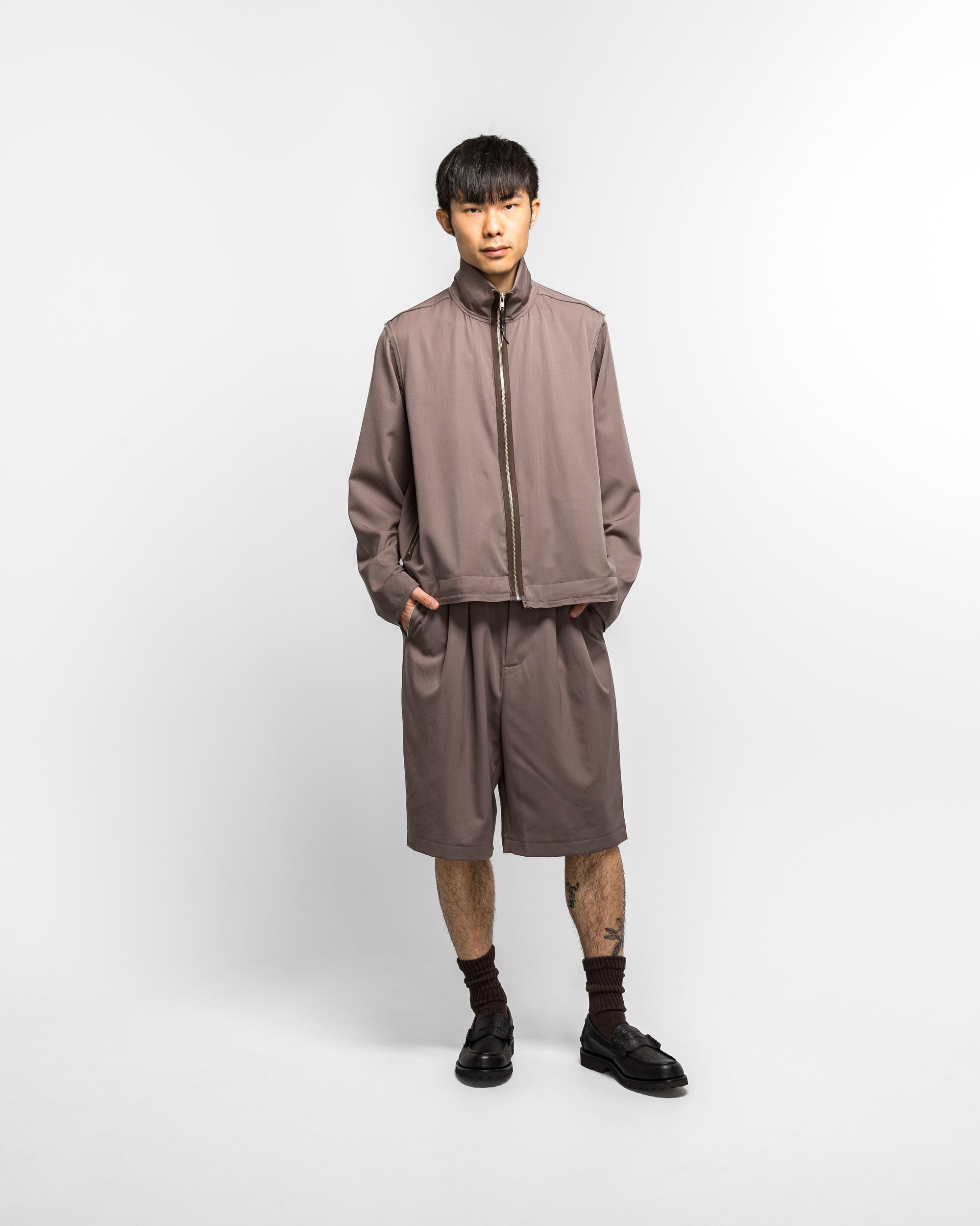 Camiel Fortgens - Slim Suit Shorts - Taupe Wool | UP THERE