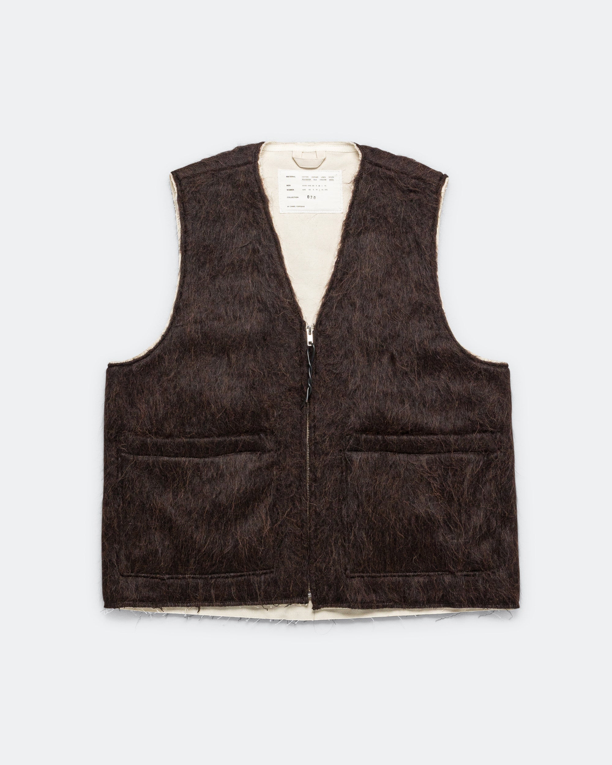 Camiel Fortgens - Zip Vest - Brown Hairy Wool | UP THERE