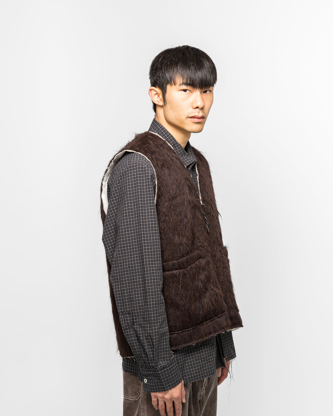 Camiel Fortgens - Zip Vest - Brown Hairy Wool - UP THERE