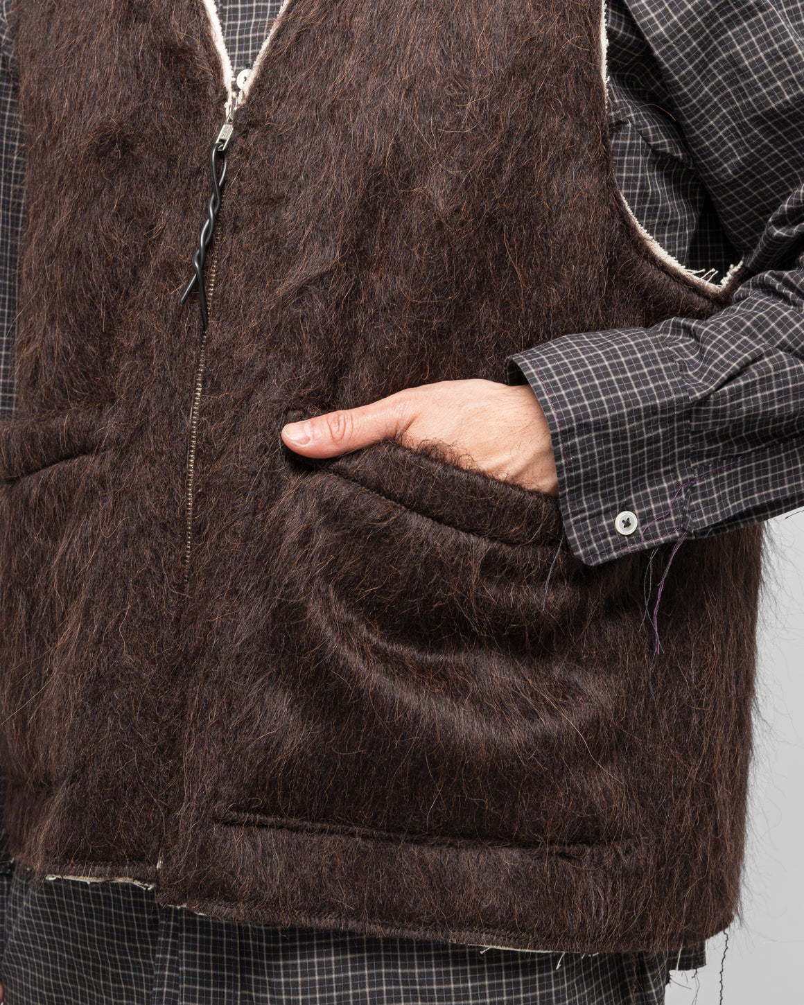 Camiel Fortgens - Zip Vest - Brown Hairy Wool - UP THERE