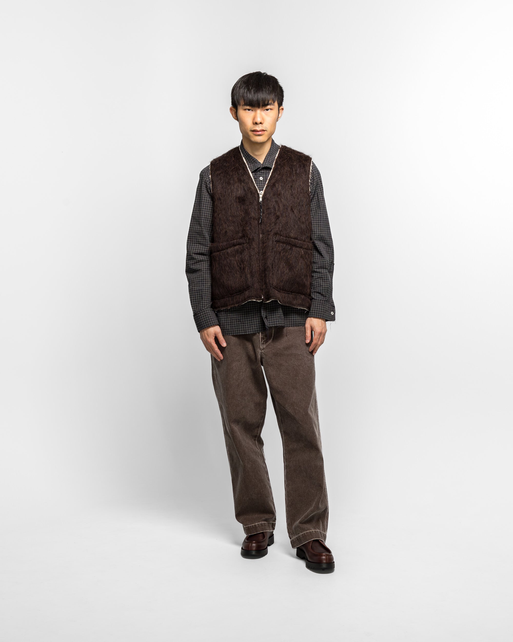 Camiel Fortgens - Zip Vest - Brown Hairy Wool | UP THERE