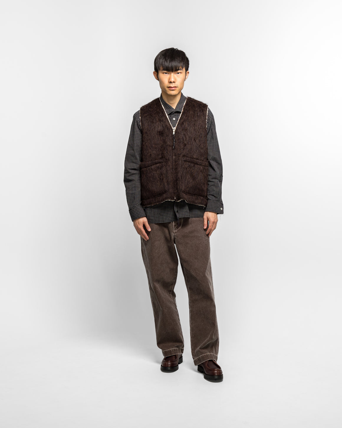 Camiel Fortgens - Zip Vest - Brown Hairy Wool - UP THERE