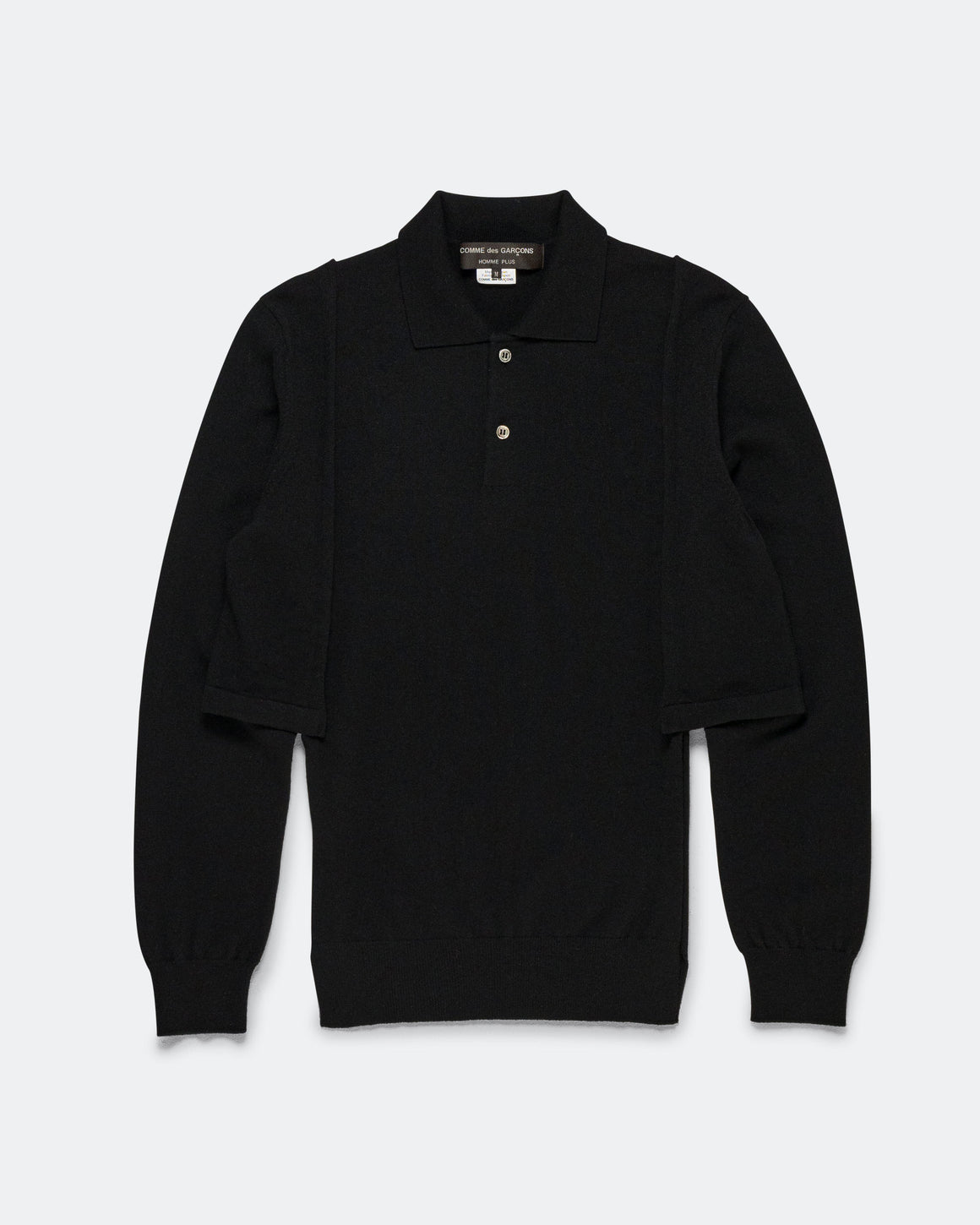 Comme des Garcons Homme Plus - Long-Sleeve Knit Polo - Black - UP THERE