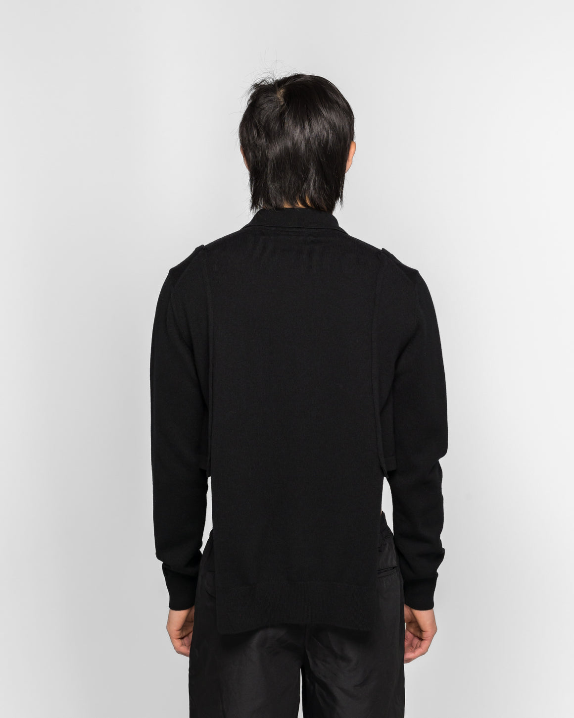 Comme des Garcons Homme Plus - Long-Sleeve Knit Polo - Black - UP THERE