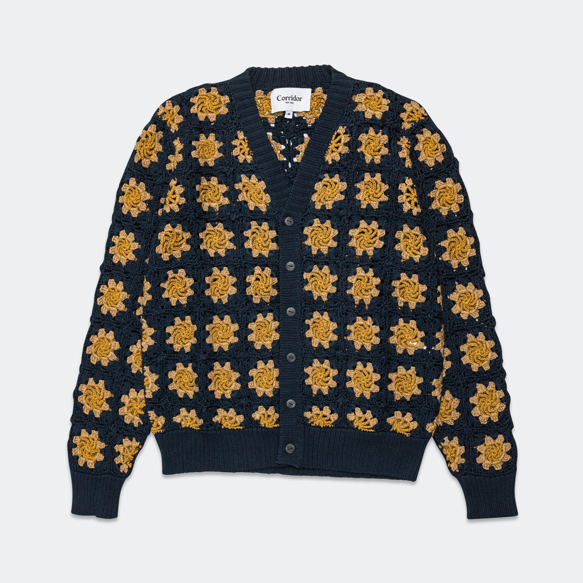 Corridor Hand Crochet Pima Cardigan Navy UP THERE