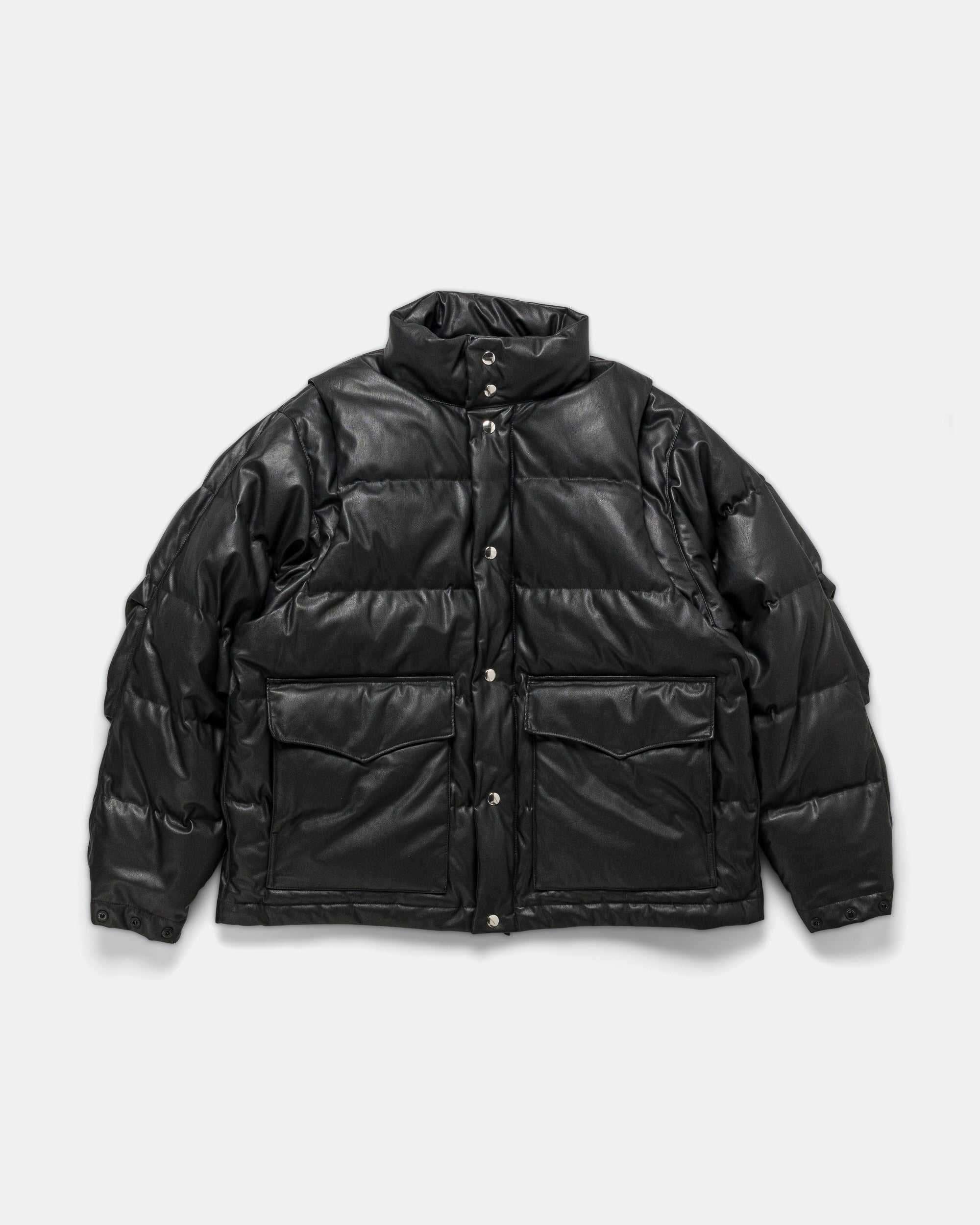 Daiwa Pier39 - Tech 2WAY Leather Like Down Jacket - Black | UP THERE