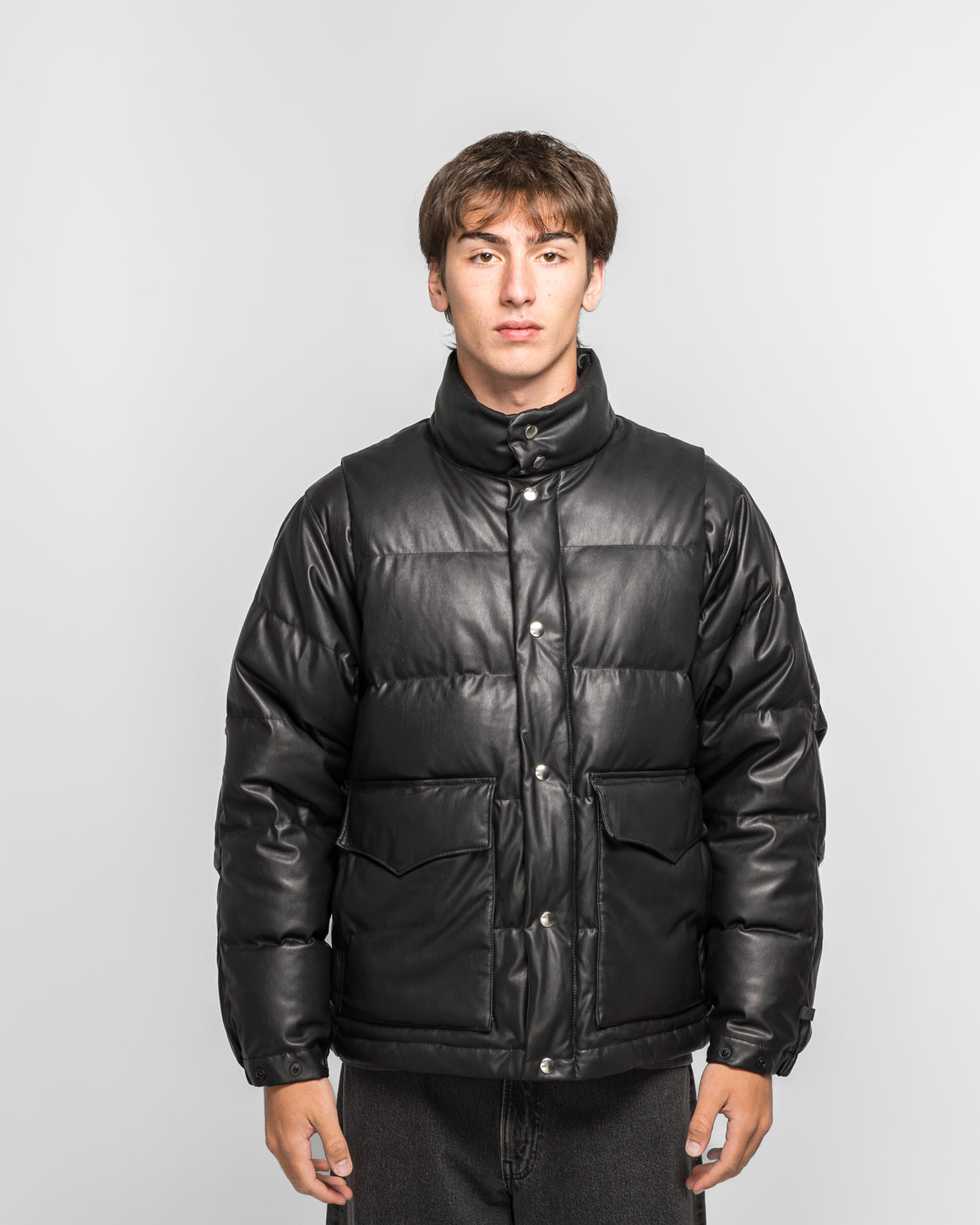 Daiwa Pier39 - Tech 2WAY Leather Like Down Jacket - Black - UP THERE