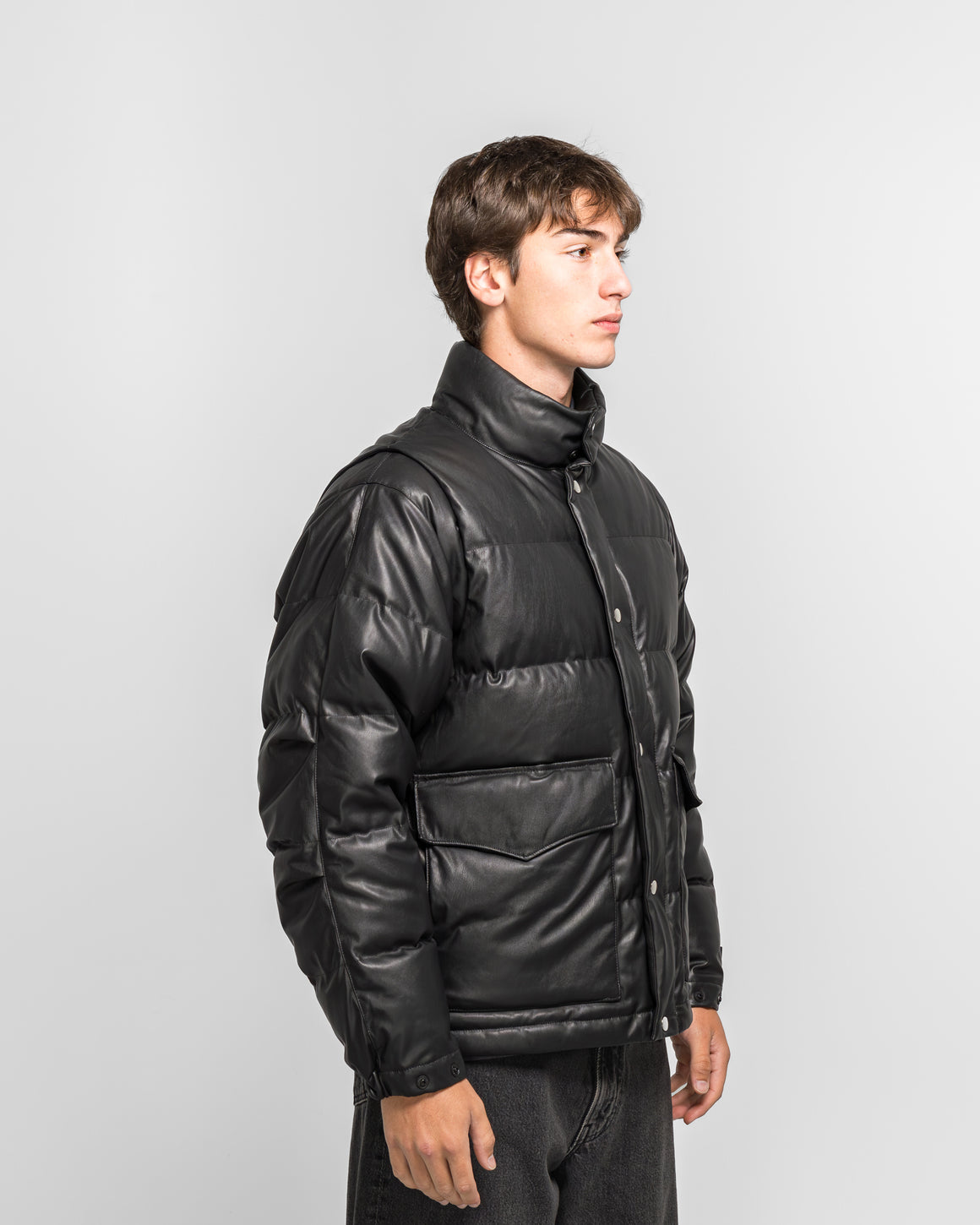 Daiwa Pier39 - Tech 2WAY Leather Like Down Jacket - Black - UP THERE