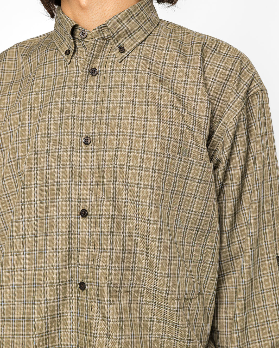 Daiwa Pier39 - Tech Button Down Shirt LS Plaid - Sage Gray - UP THERE