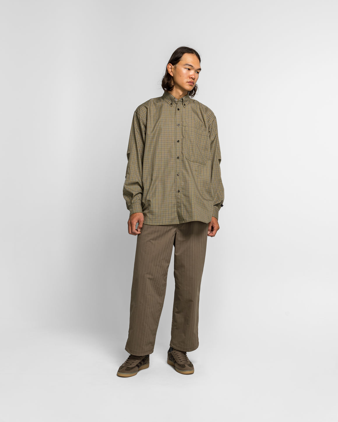 Daiwa Pier39 - Tech Button Down Shirt LS Plaid - Sage Gray - UP THERE