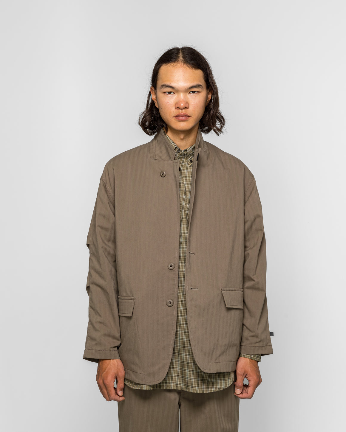 Daiwa Pier39 - Tech Loose 2B Jacket Herringbone - Sage Gray - UP THERE