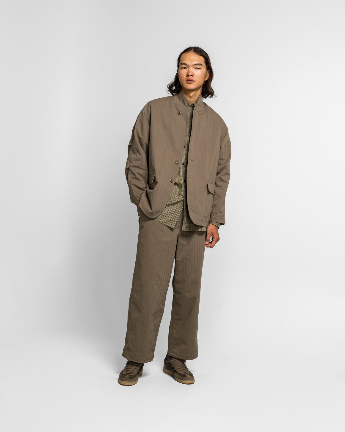 Daiwa Pier39 - Tech Loose 2B Jacket Herringbone - Sage Gray - UP THERE