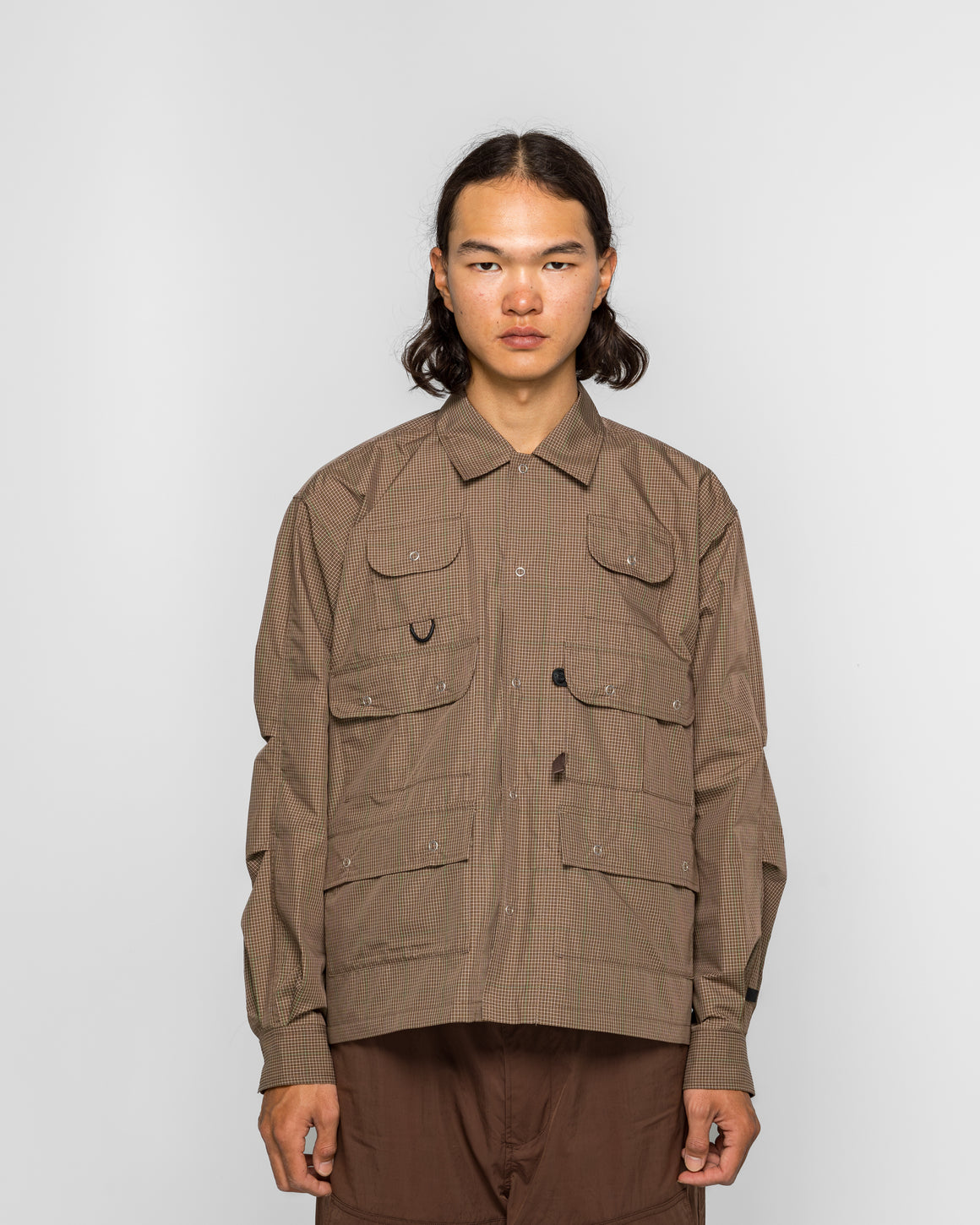 Daiwa Pier39 - Tech Multi Fishing Pocket Shirt LS - Brown Gray - UP THERE