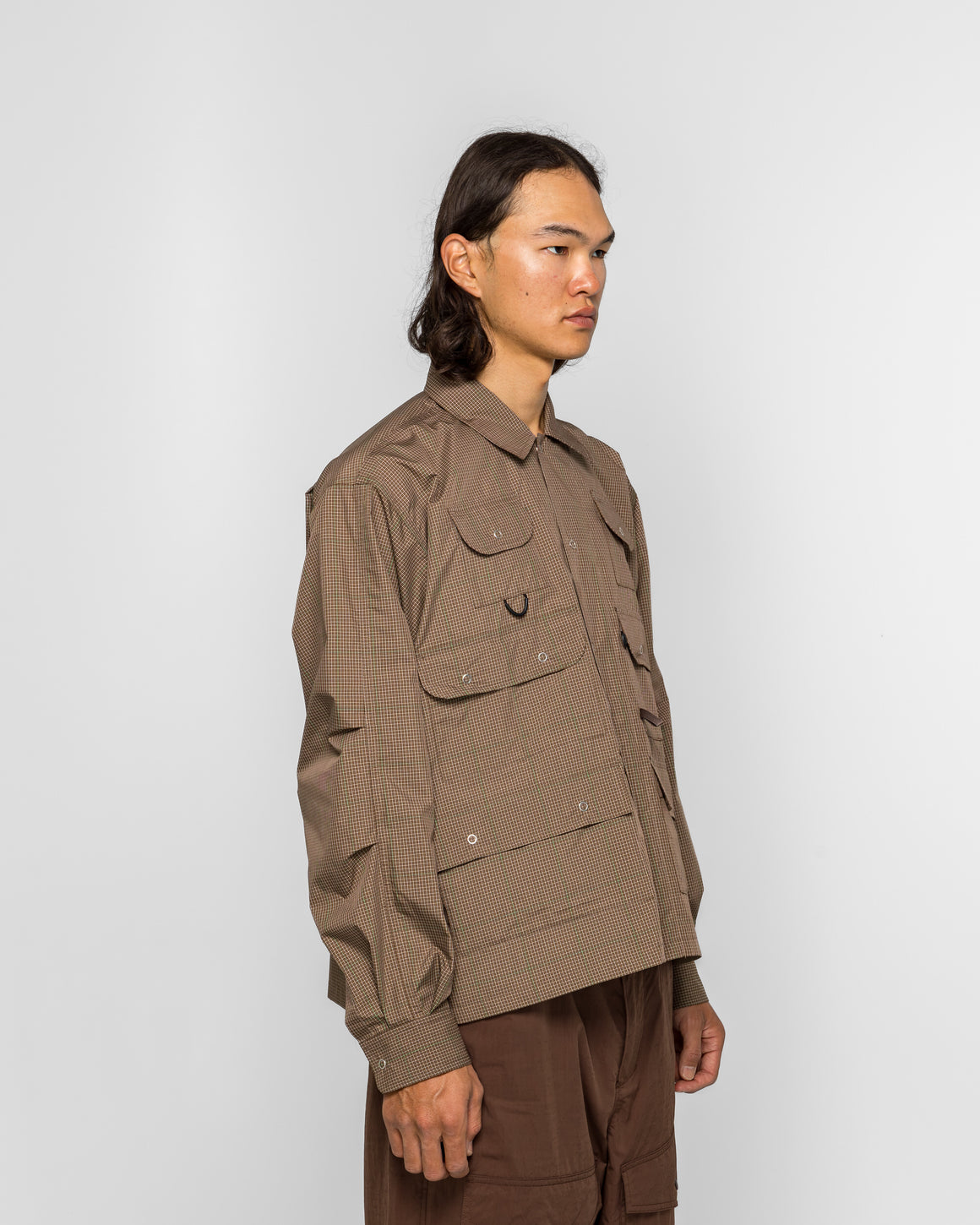 Daiwa Pier39 - Tech Multi Fishing Pocket Shirt LS - Brown Gray - UP THERE