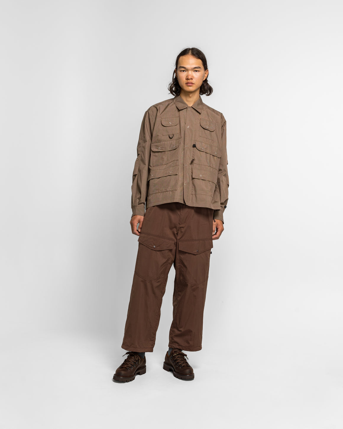 Daiwa Pier39 - Tech Multi Fishing Pocket Shirt LS - Brown Gray - UP THERE