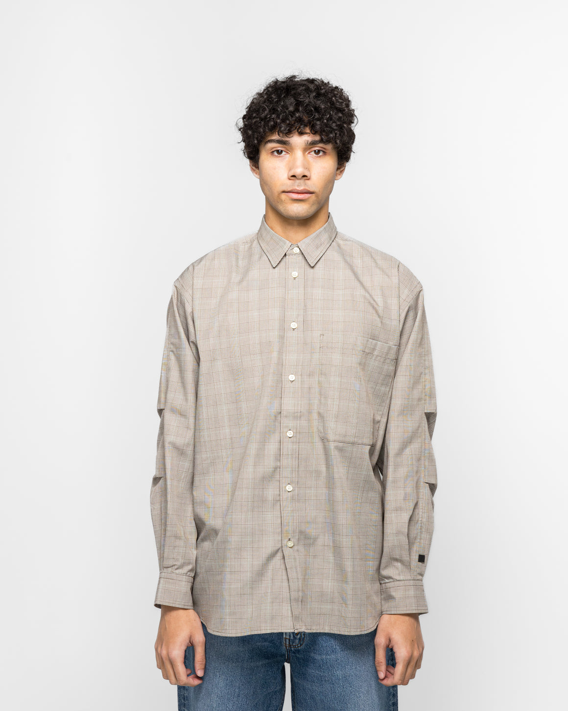 Daiwa Pier39 - Tech REGULARSHIRT L/S - Glen Check Beige - UP THERE