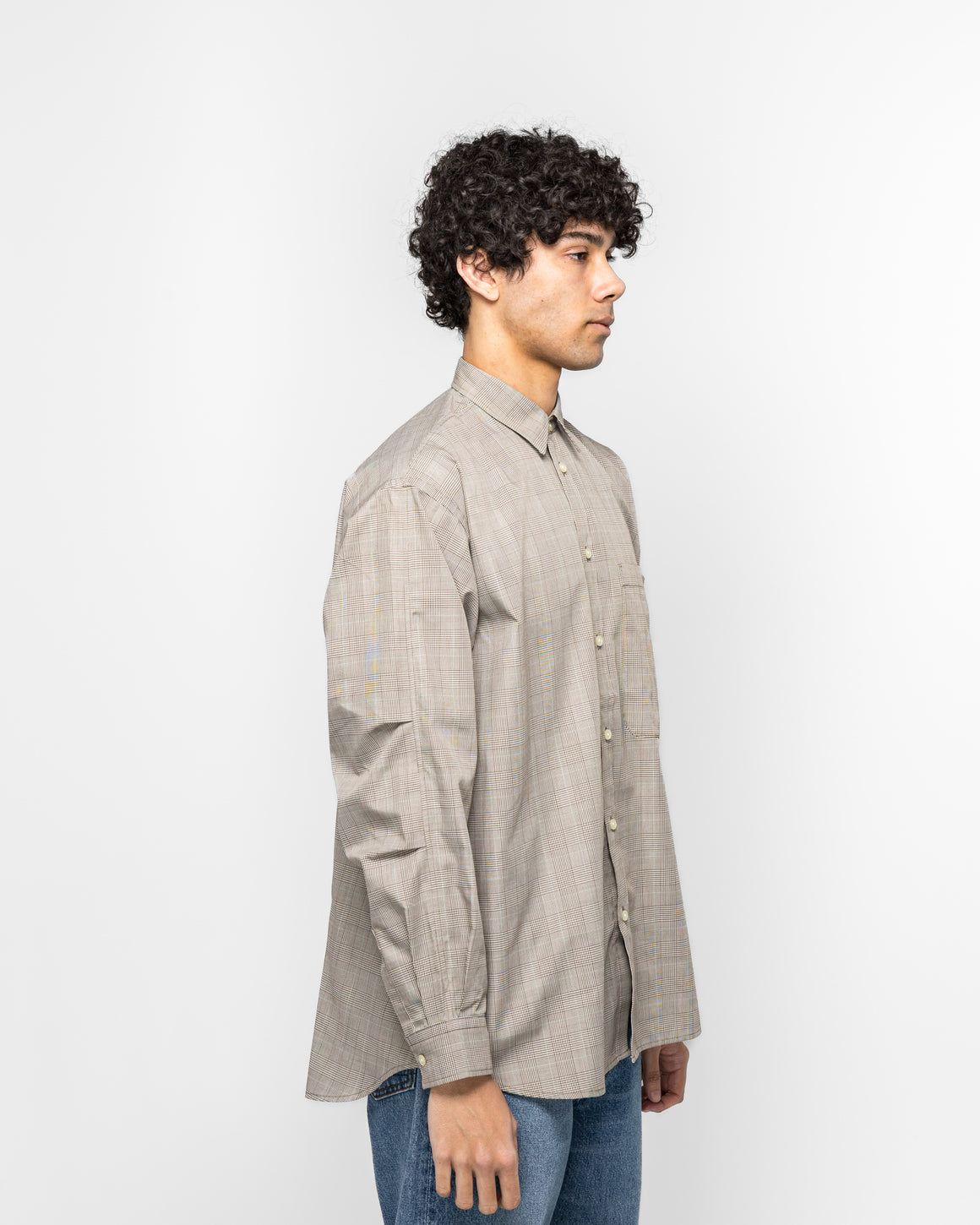 Daiwa Pier39 - Tech REGULARSHIRT L/S - Glen Check Beige - UP THERE