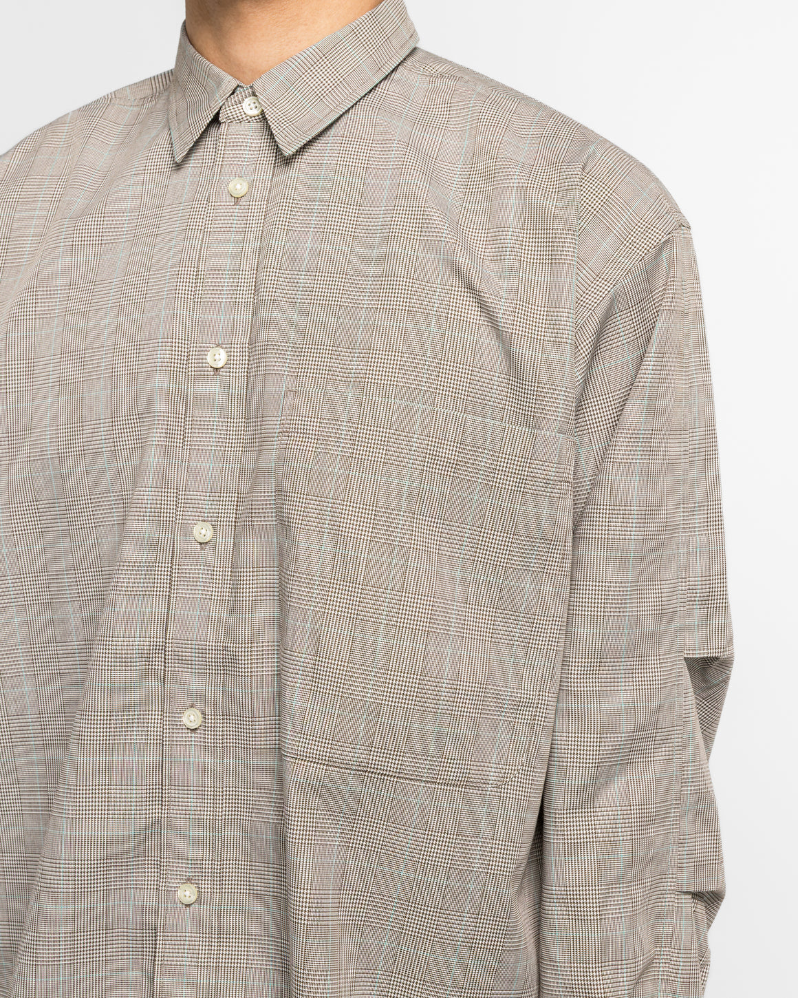 Daiwa Pier39 - Tech REGULARSHIRT L/S - Glen Check Beige - UP THERE