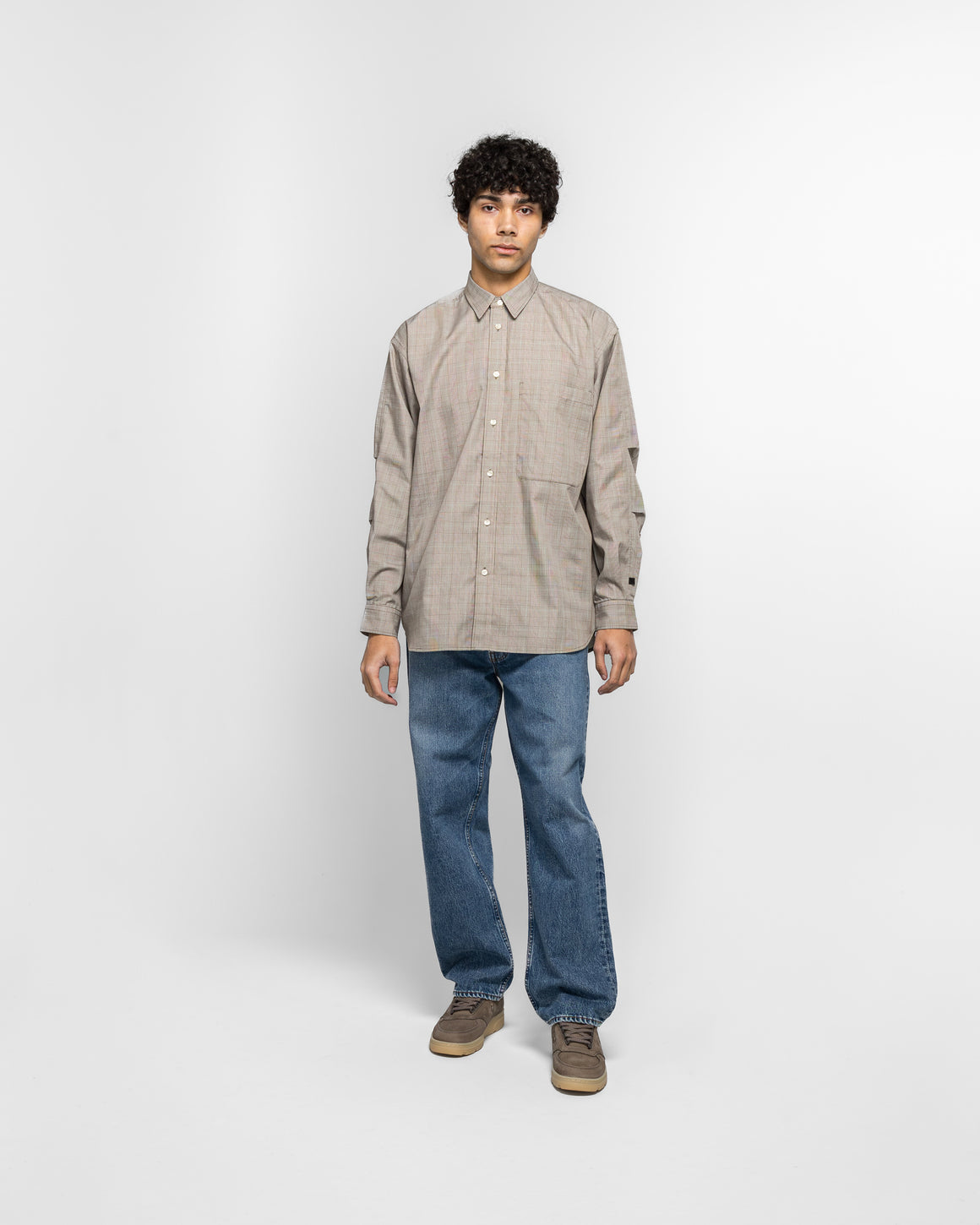 Daiwa Pier39 - Tech REGULARSHIRT L/S - Glen Check Beige - UP THERE